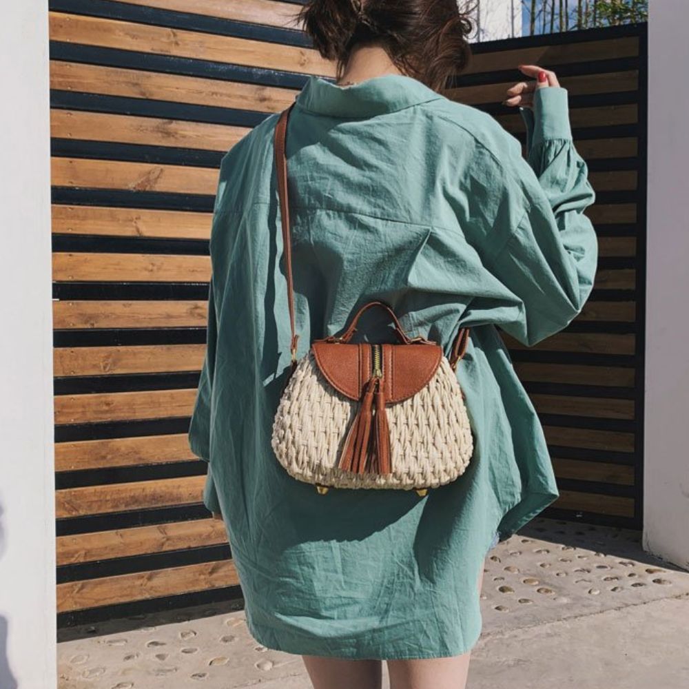Mini straw crossbody bag