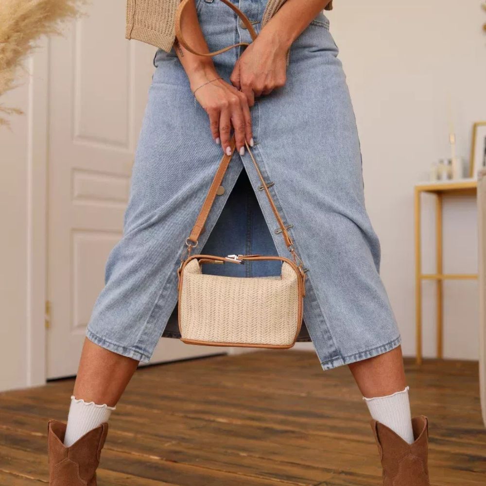 Véra | Tan Rattan Purse Handbag
