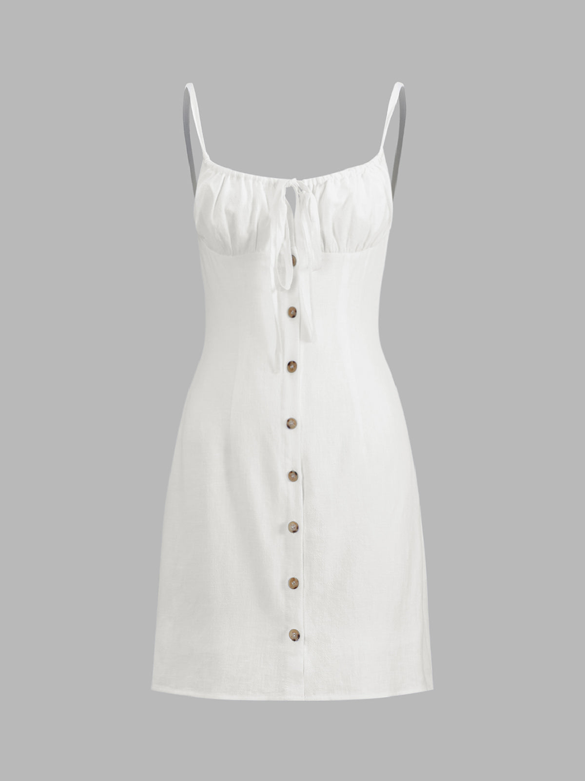 Charming Linen Mini Dress in Soft Plain Design