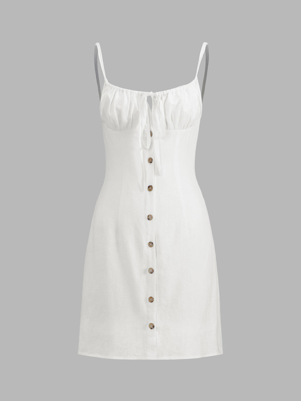 Charming Linen Mini Dress in Soft Plain Design
