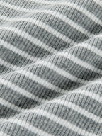 Striped Long Sleeve Bodysuit with Open Back Design