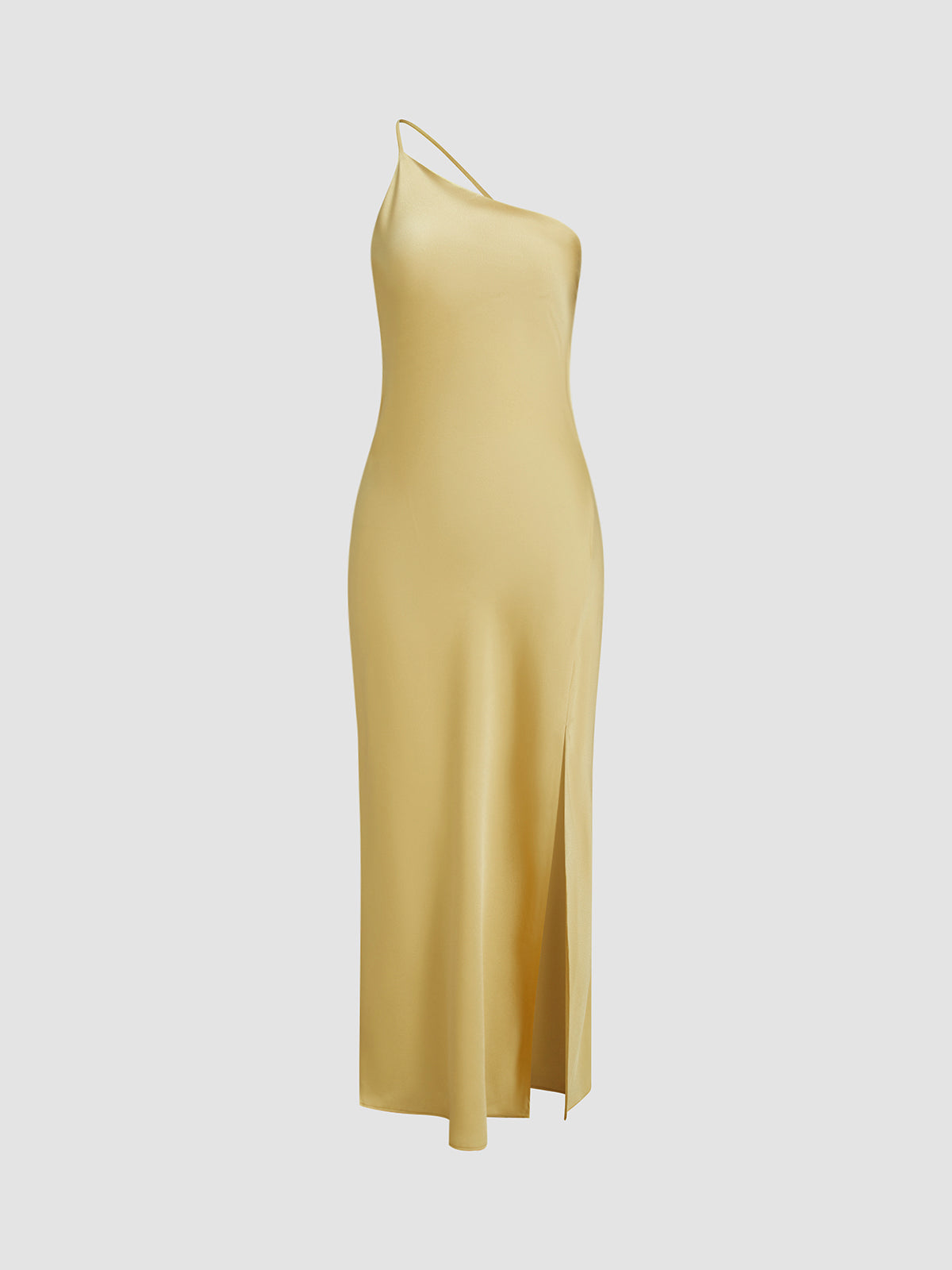 Moonlight Satin Long Dress with Open Back Slit