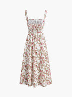 Rosebud Patterned Midi Dress in Floral Design