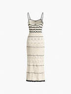 Paros Crochet Eyelet Sheer Midi Dress
