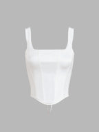 Ivory Glow Lace-Up Cropped Corset Top