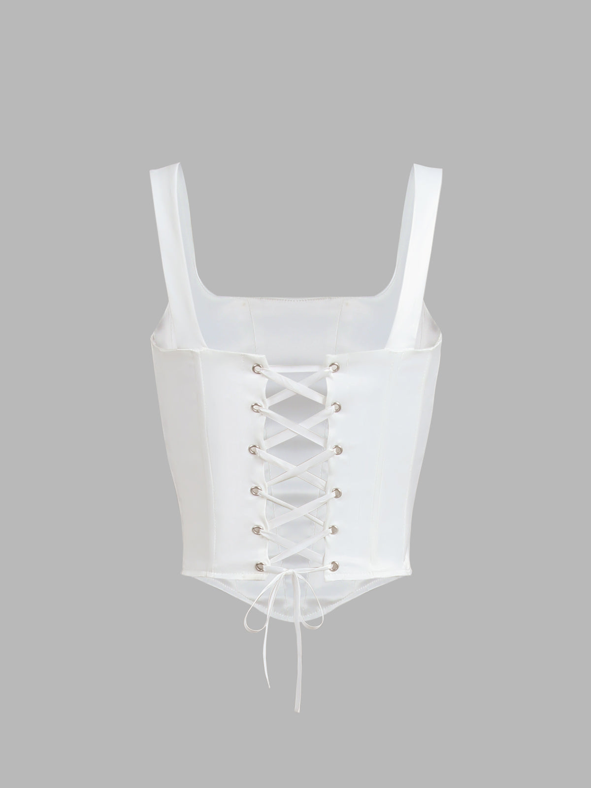 Ivory Glow Lace-Up Cropped Corset Top