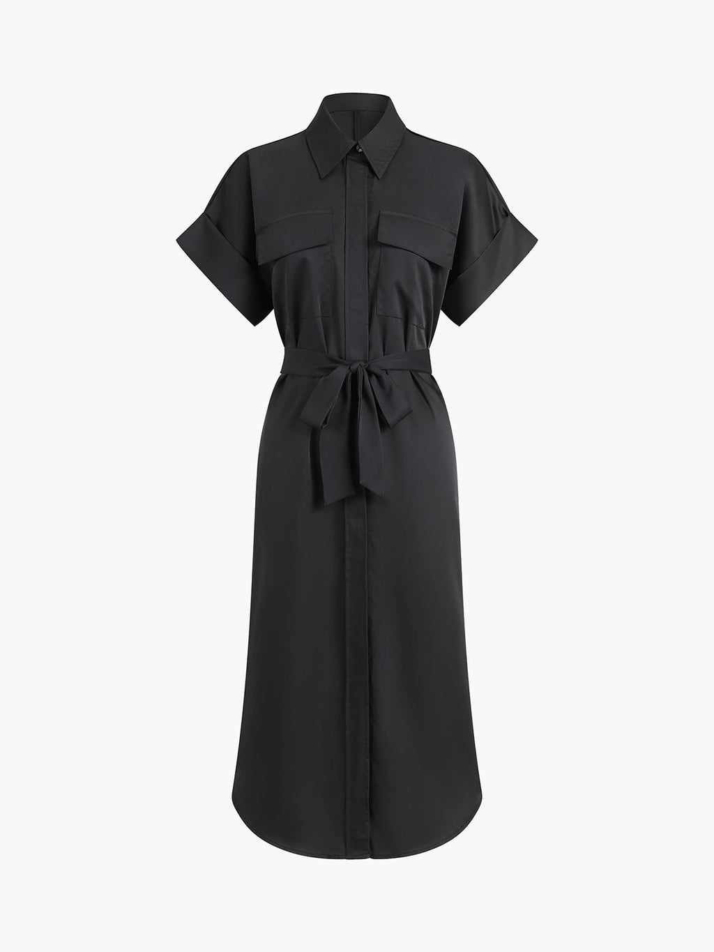 Polo-Inspired Tie-Waist Midi Dress with Pockets