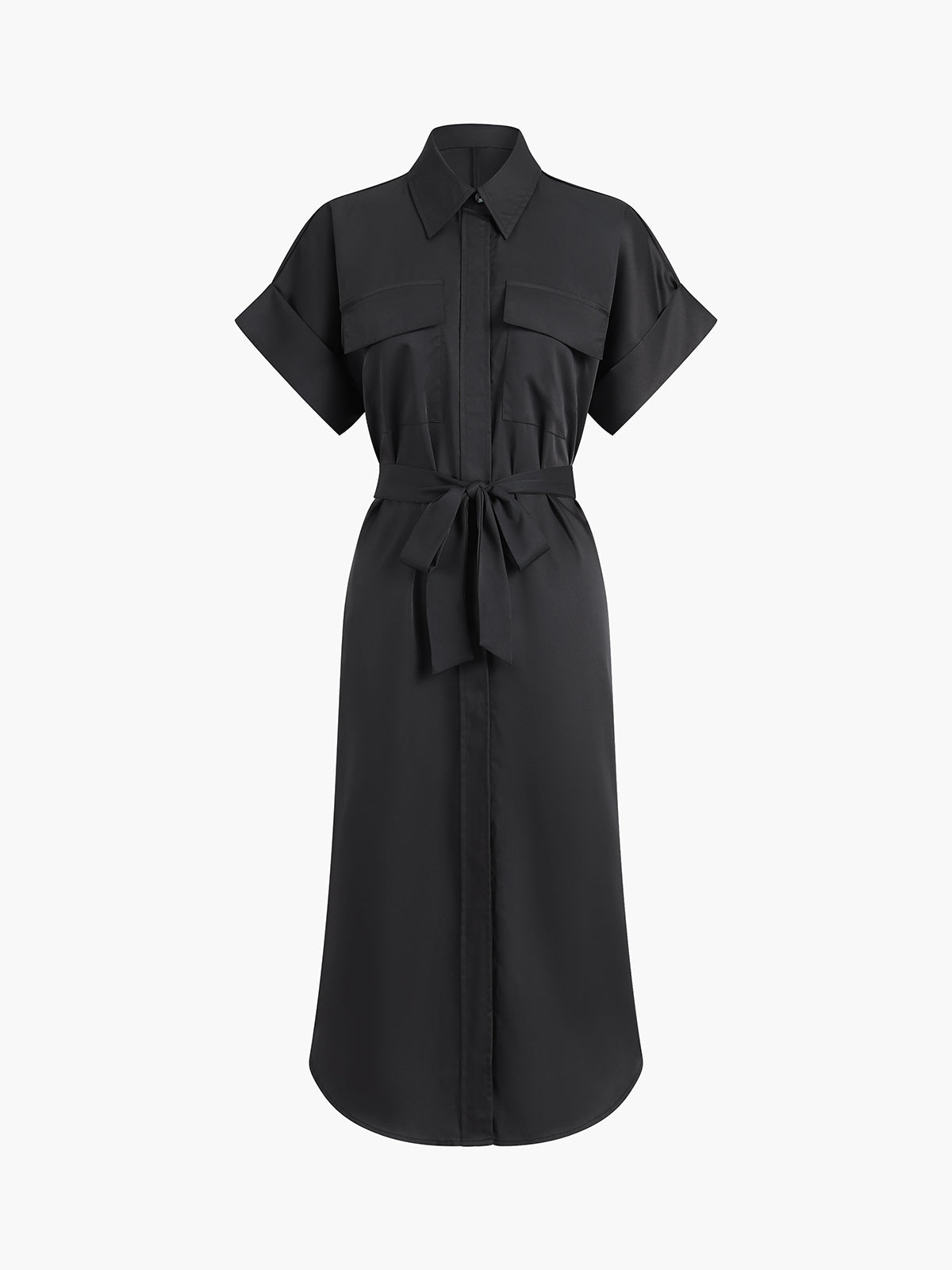 Polo-Inspired Tie-Waist Midi Dress with Pockets
