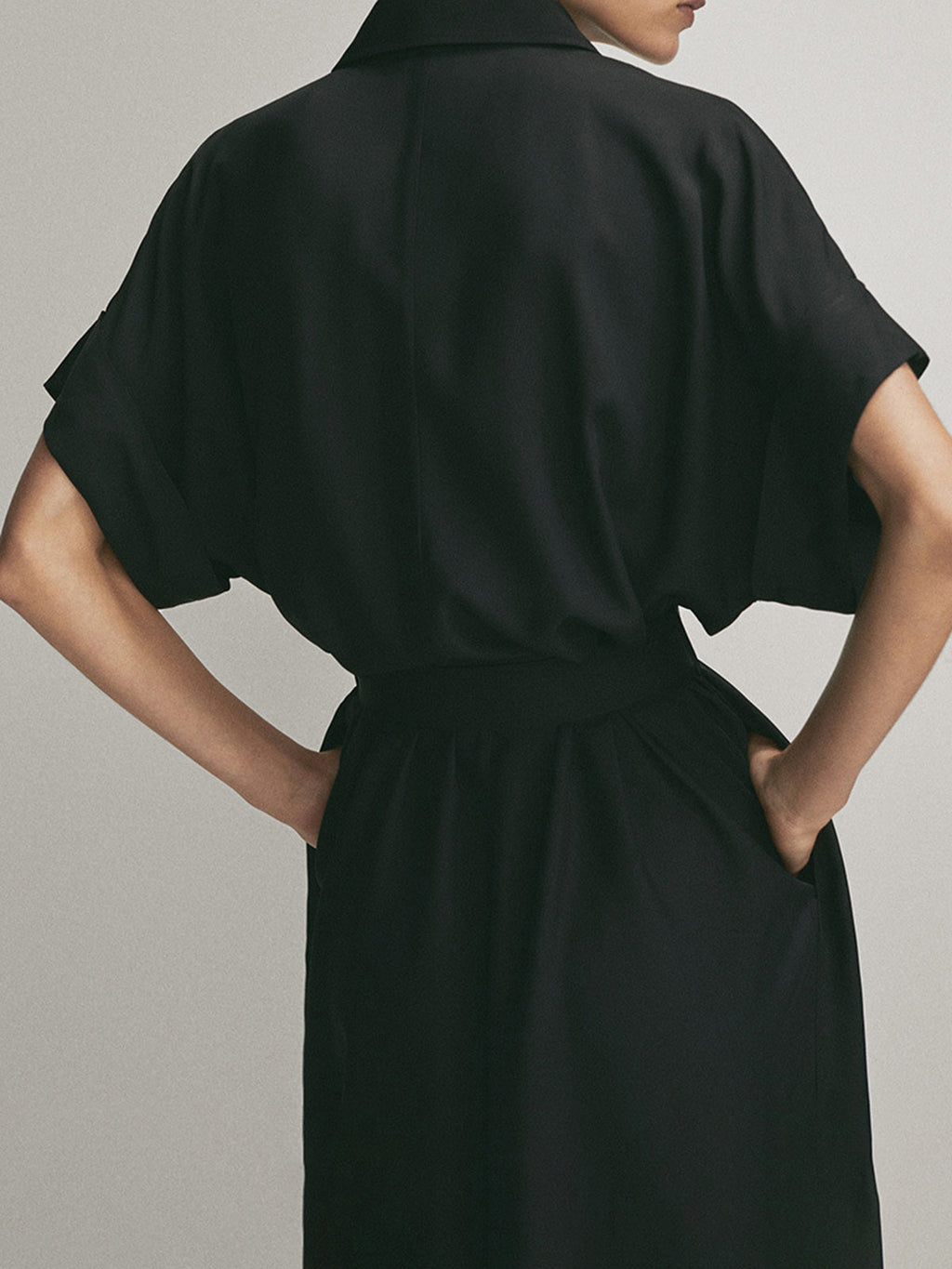 Polo-Inspired Tie-Waist Midi Dress with Pockets