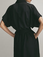 Polo-Inspired Tie-Waist Midi Dress with Pockets