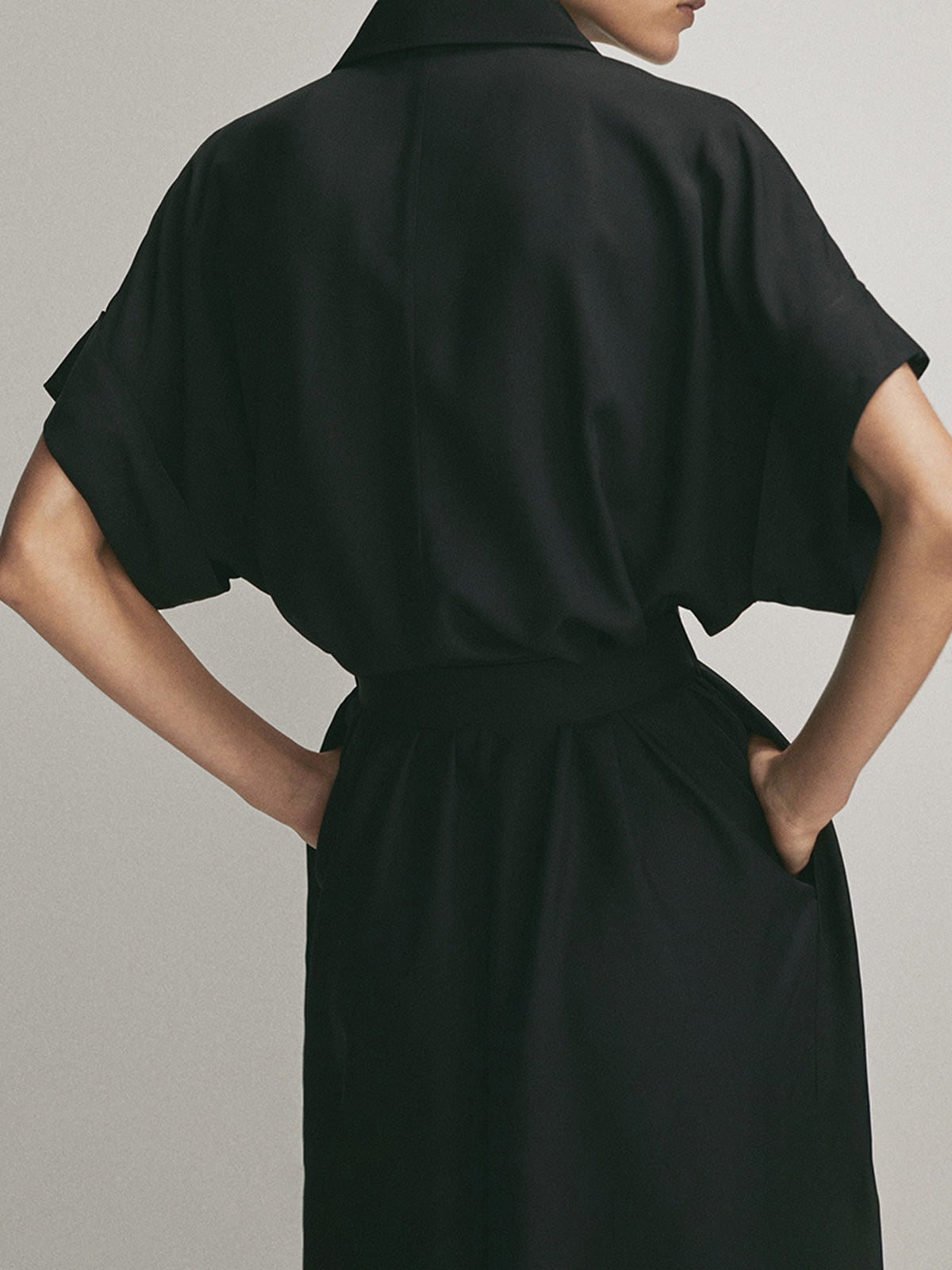 Polo-Inspired Tie-Waist Midi Dress with Pockets