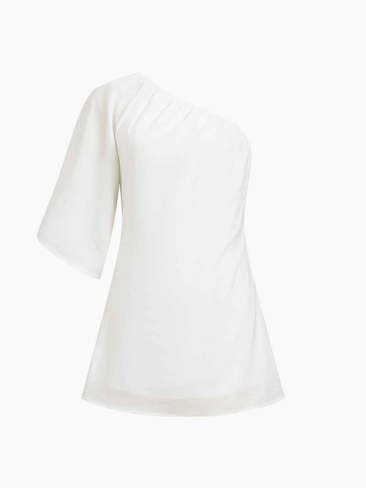 Aegean Cotton Linen One-Sleeve Short Dress