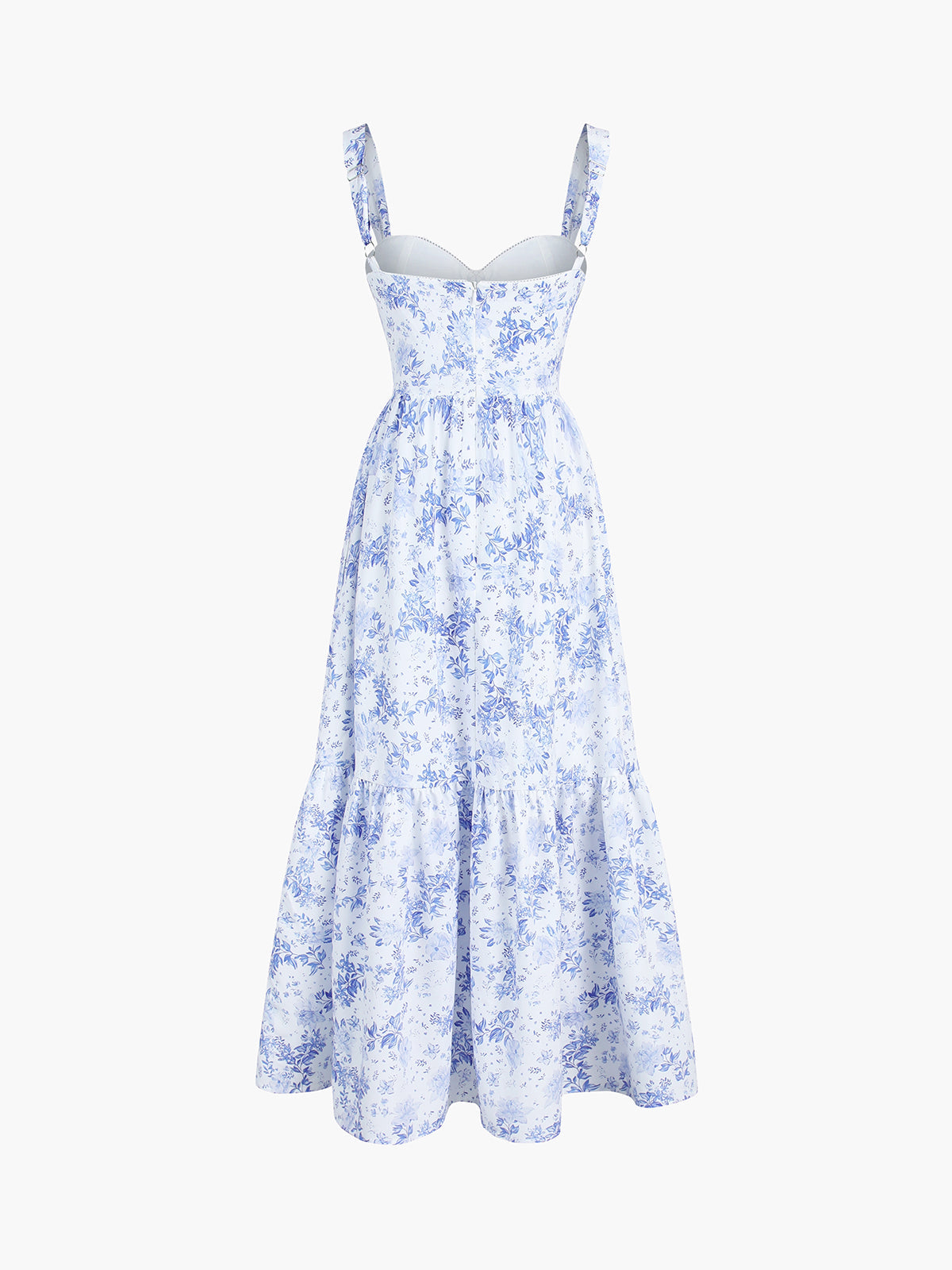 Forget Me Not Floral Zippered Pocket Long Dress