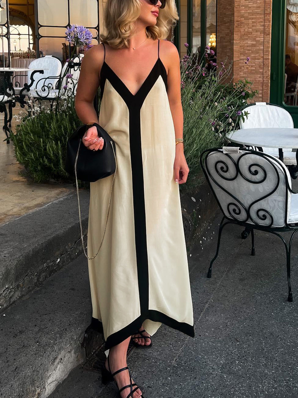 Sicily-Inspired Vintage Aesthetics Long Slip Dress