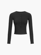 Button-Up Cropped Shirt with Long Sleeves