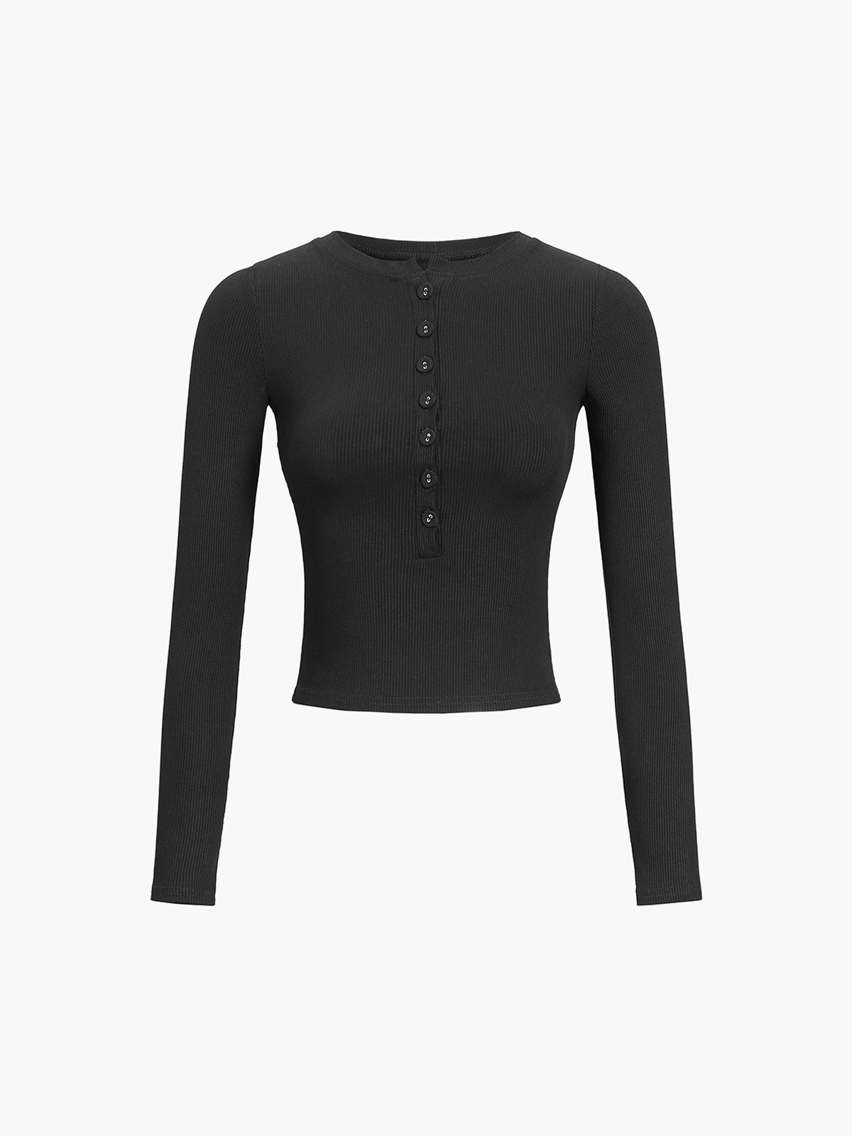 Button-Up Cropped Shirt with Long Sleeves