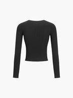 Button-Up Cropped Shirt with Long Sleeves