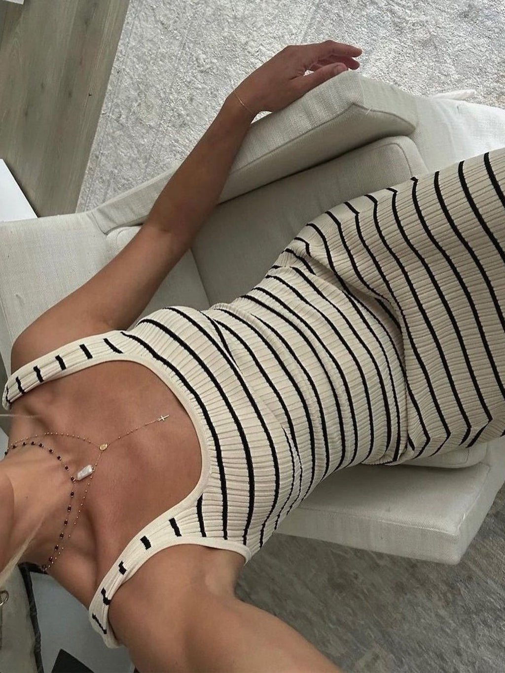Vintage Stripe Long Sleeve Knit Dress