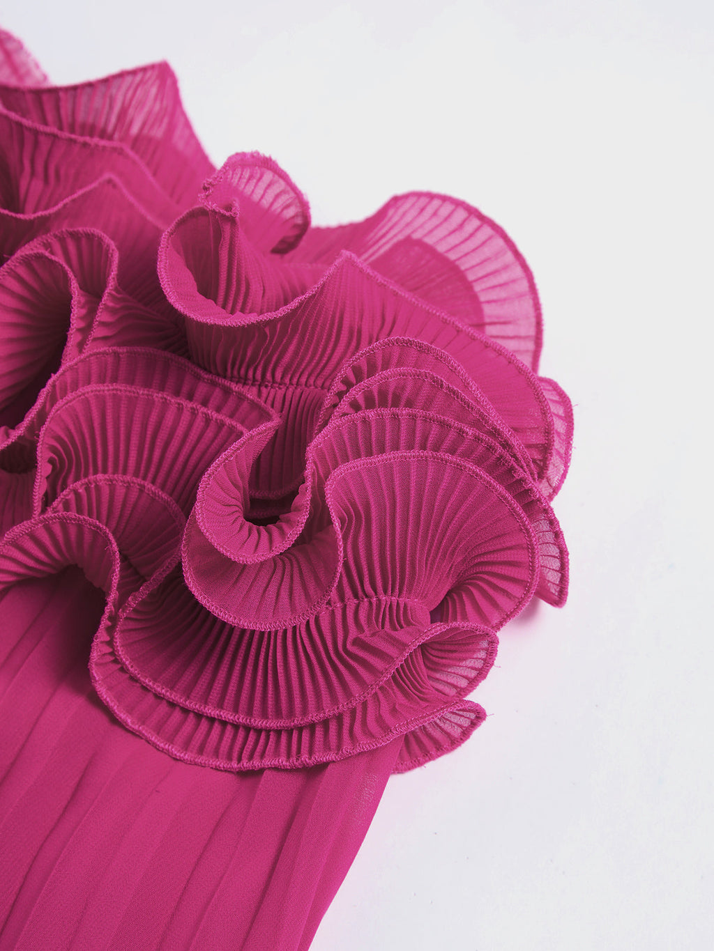Mesh Accented Rosette Pleated Mini Dress