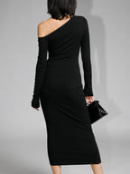 Off Shoulder Midi Dress with Long Sleeve