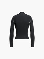 Mock Neck Top with Contrast Trim Long Sleeves