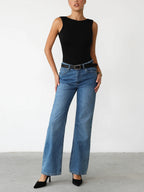 Slinky Sleeveless Bodysuit with Open Back Design