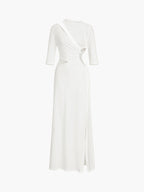 Ruched Knit Maxi Dress with Side Split