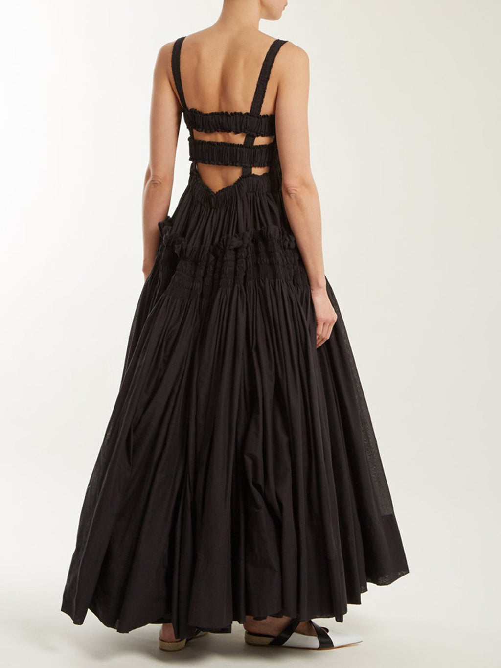 Shirred Cami Dress with Pleated Long Design