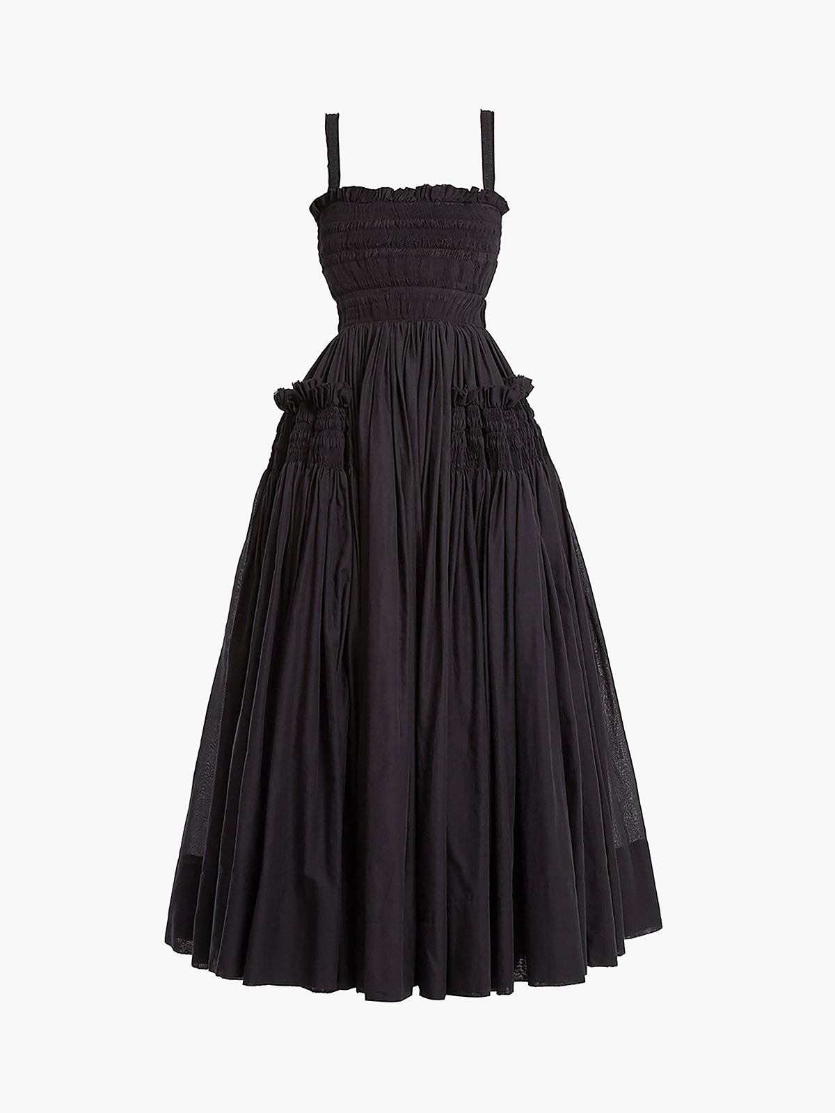 Shirred Cami Dress with Pleated Long Design