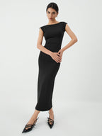 Sleek Open-Back Midi Dress for Evening Events