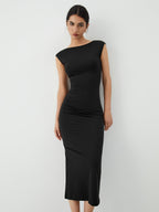 Sleek Open-Back Midi Dress for Evening Events