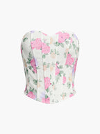 Floral Heart-Shaped Neckline Corset Top