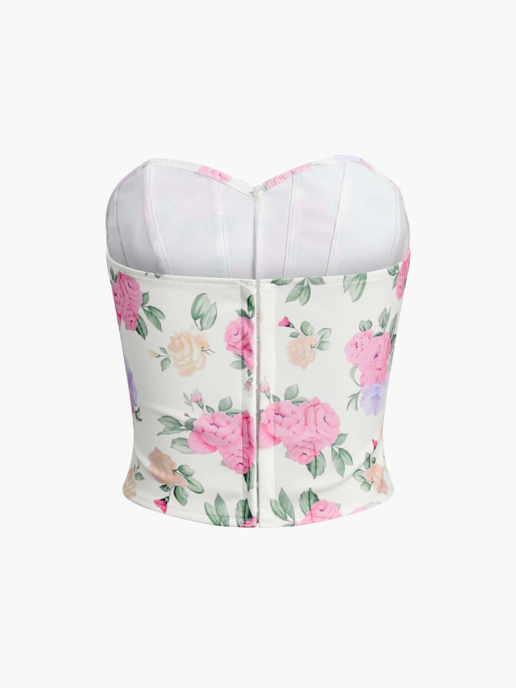 Floral Heart-Shaped Neckline Corset Top