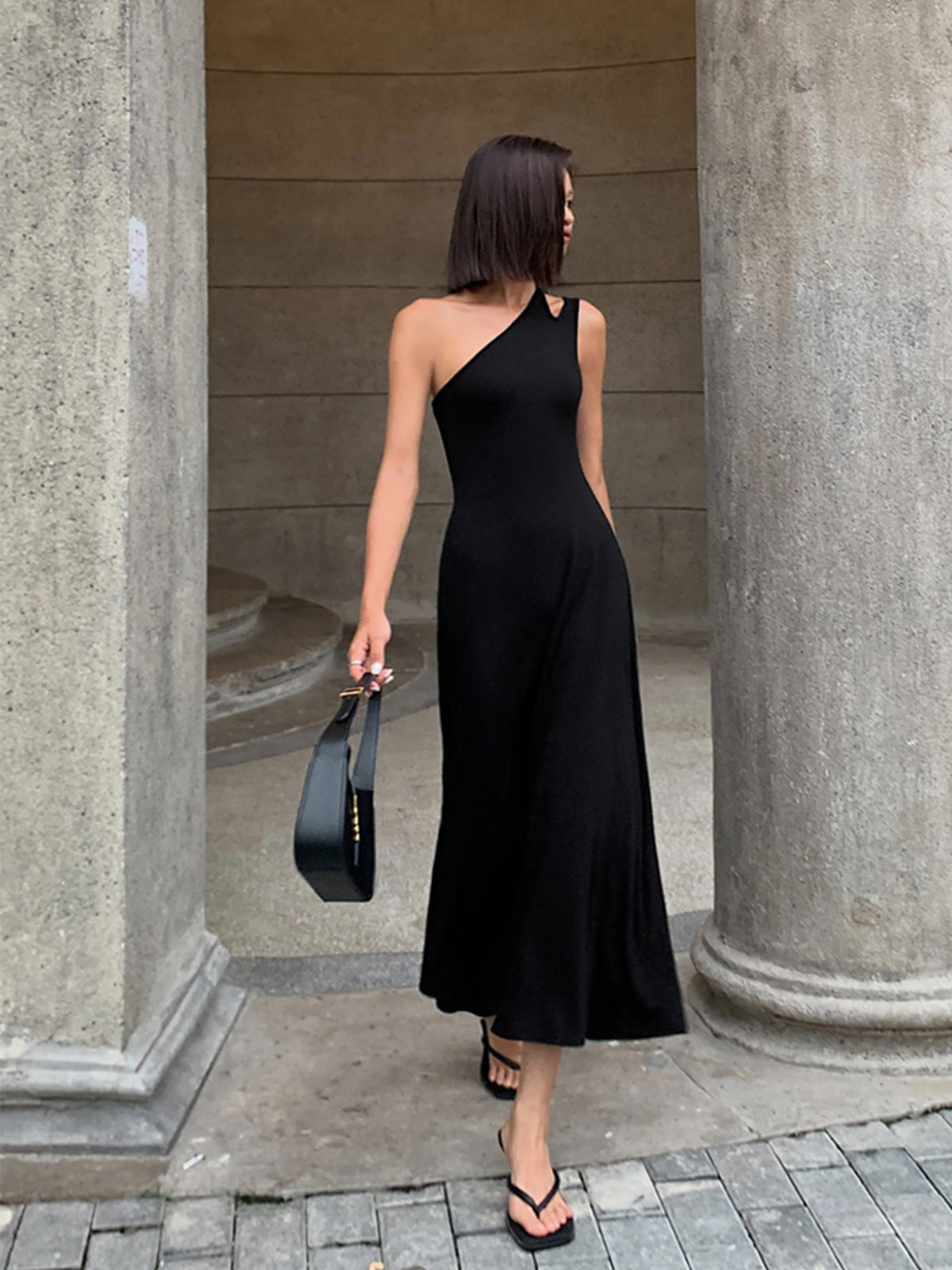 Backless Long Sleeve Knit Dress with Cutout Detail