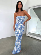 Floral Long Dress with Multiple Pattern Splits