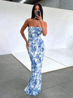 Floral Long Dress with Multiple Pattern Splits
