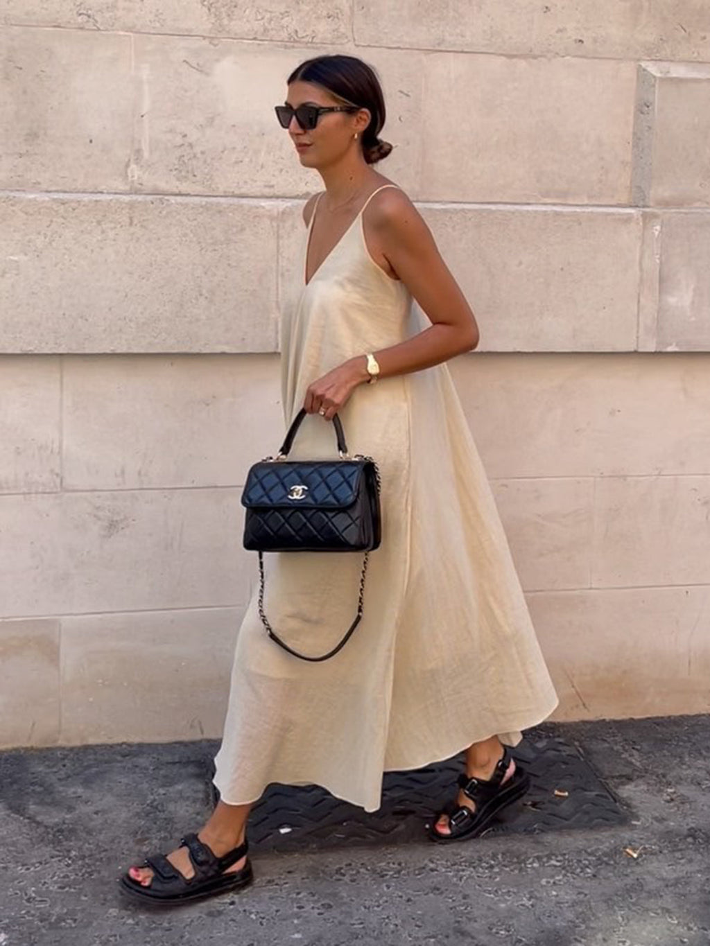 Dual Layer V-Neck Long Dress