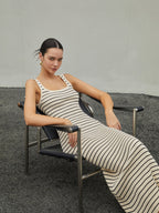 Vintage Stripe Long Sleeve Knit Dress