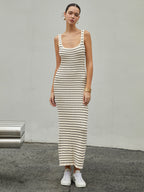 Vintage Stripe Long Sleeve Knit Dress