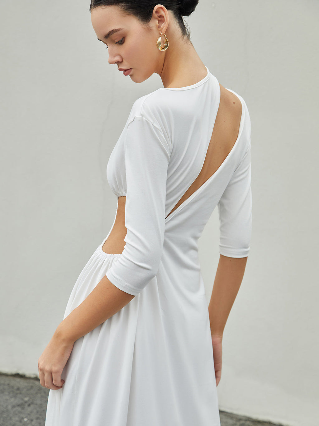 Ruched Knit Maxi Dress with Side Split