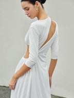 Ruched Knit Maxi Dress with Side Split