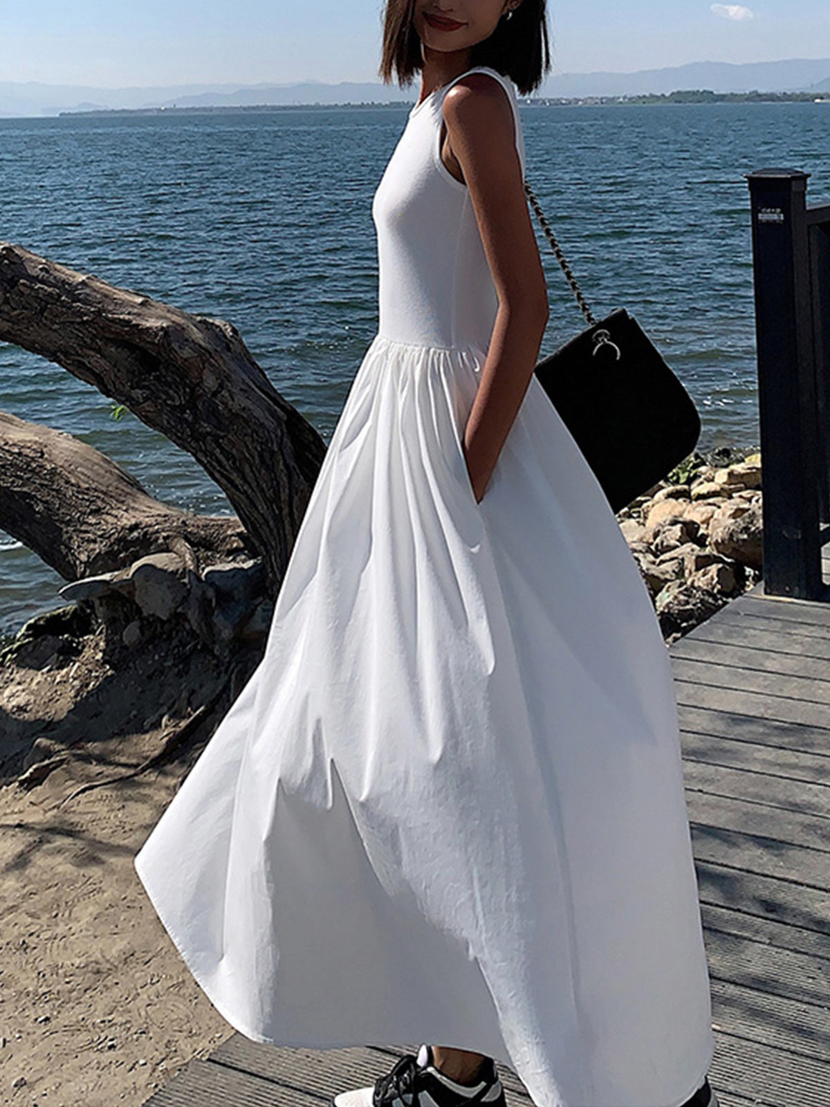 Casual Crew Neck Long Sleeve Dress for Leisure