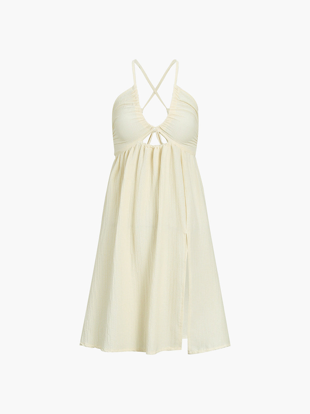Criss Cross Backless Dress with Split Midi Hem