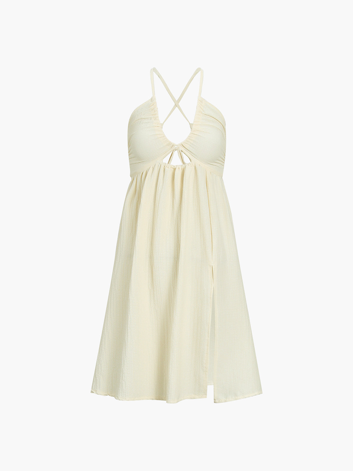 Criss Cross Backless Dress with Split Midi Hem