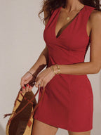 Comfortable V-Neck Sleeveless Short Dress