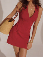 Comfortable V-Neck Sleeveless Short Dress