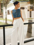 Double Pocket Button-Up Denim Shirt