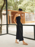 Linen Blend Long Dress with Basic Pockets