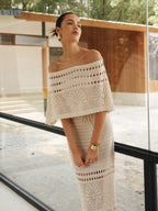Off-Shoulder Maxi Dress and Shawl Set