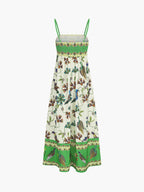 Birdie Print Cami Dress with Pockets Long Design